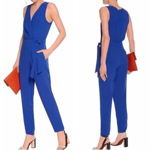 Diane Von Furstenburg Cordia Wrap Jumpsuit French Blue Crepe